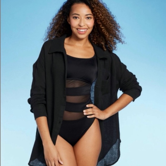 Women’s Shade & Shore button-up shirtdress from Target, black, size 3x, NWT - Picture 3 of 3